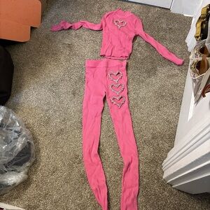 Pink Heart-Embellished Women's Jumpsuit